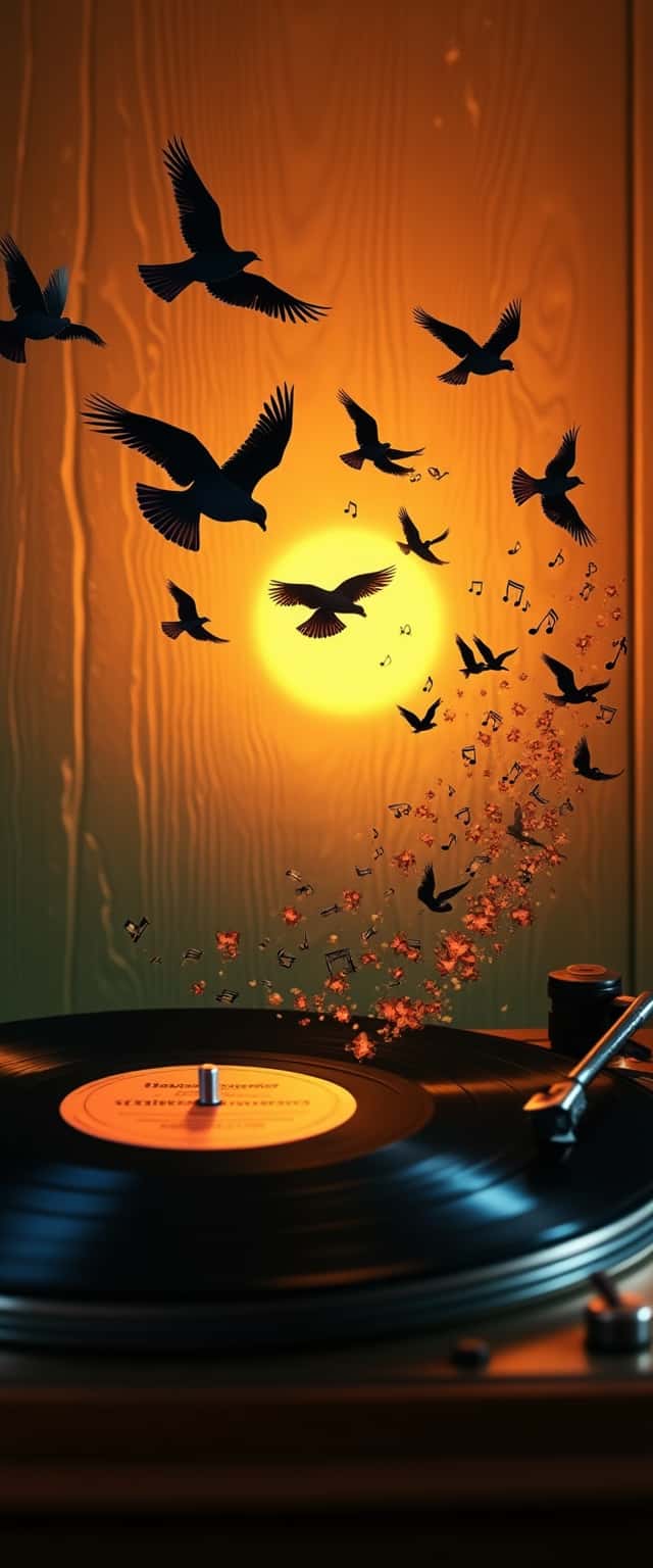 Vintage Record Player with Birds Phone Case Vintage Record Player with Birds Phone Case