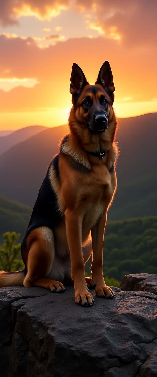 German Shepherd on Mountain Peak Phone Case