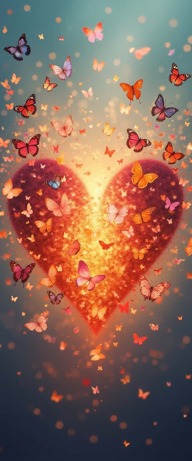 Butterfly Heart Explosion Design Phone Case Butterfly Heart Explosion Design Phone Case