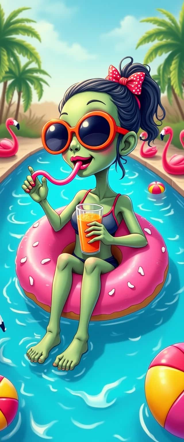 Charming Zombie Pool Relaxation Phone Case Charming Zombie Pool Relaxation Phone Case