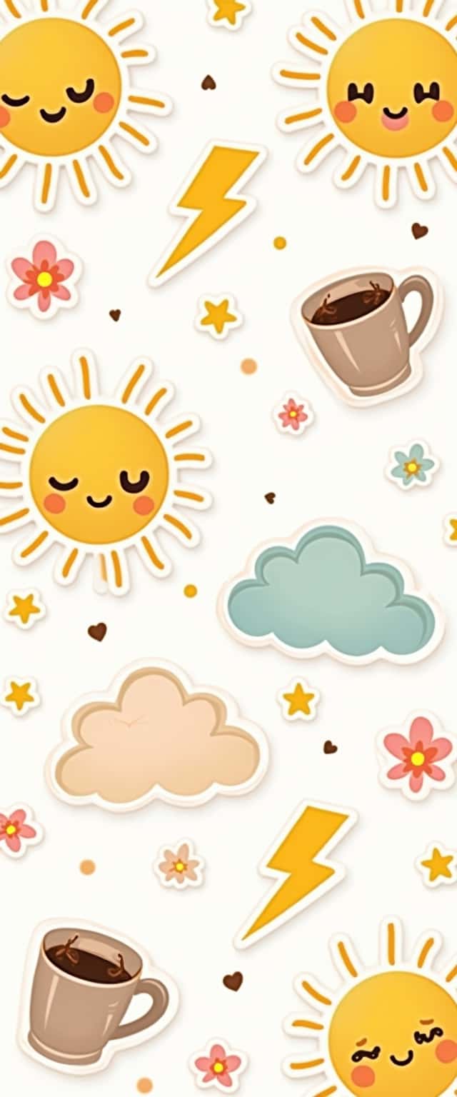 Cute Nature and Coffee Sticker Design Phone Case Cute Nature and Coffee Sticker Design Phone Case