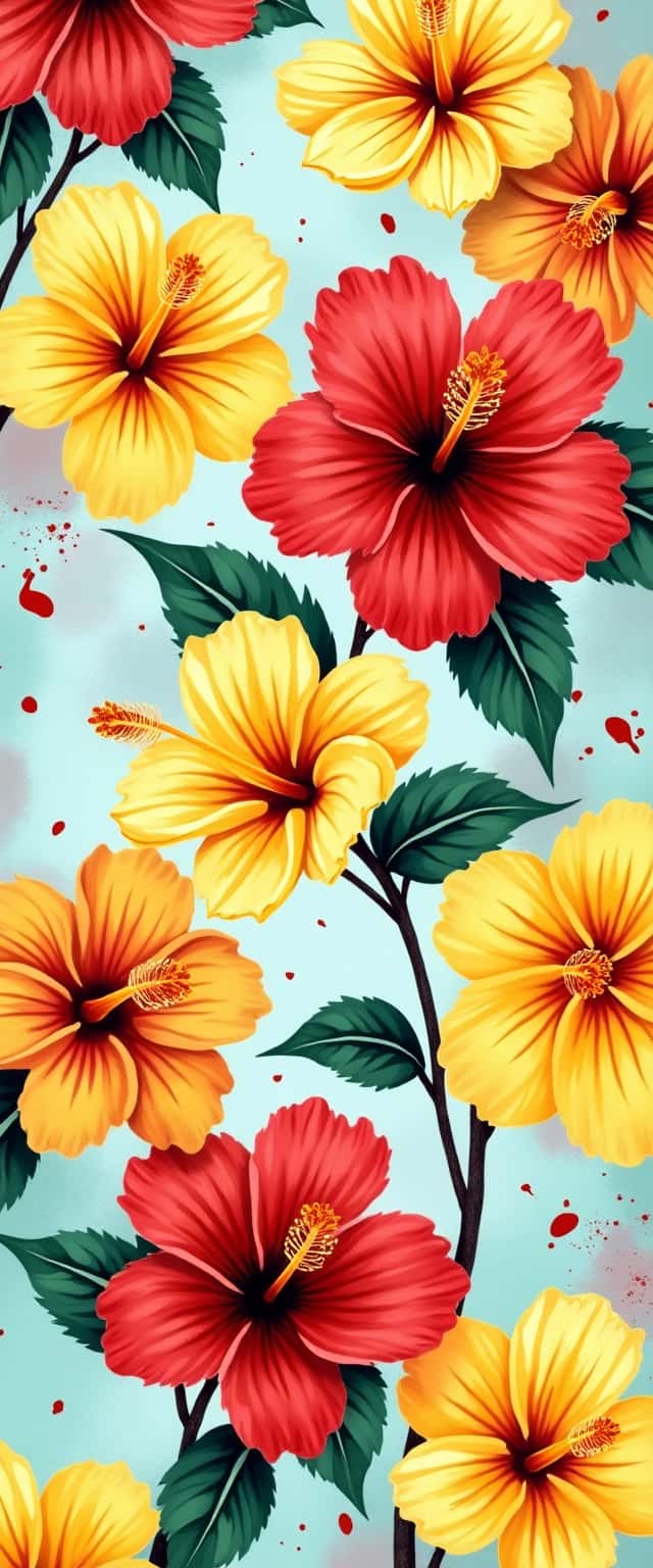 Oversized Hibiscus Floral Pattern Phone Case