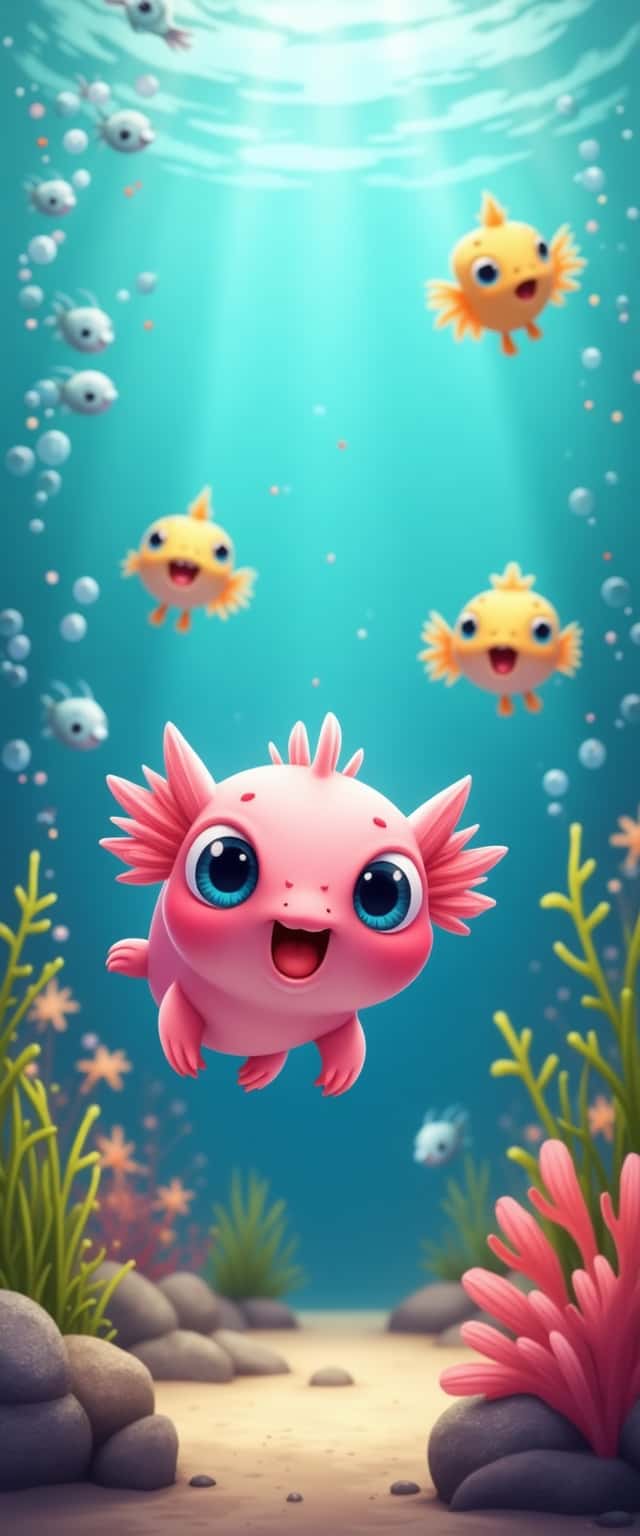 Cartoon Axolotl Underwater Scene Phone Case Cartoon Axolotl Underwater Scene Phone Case
