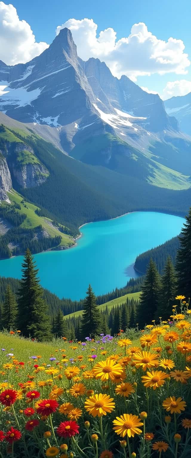 Panoramic Mountain Landscape with Lake Phone Case Panoramic Mountain Landscape with Lake Phone Case