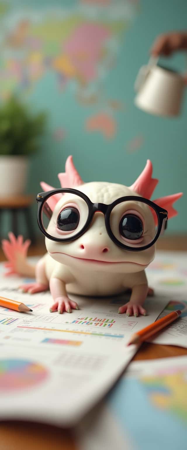 Axolotl Analyzing Charts Design Phone Case