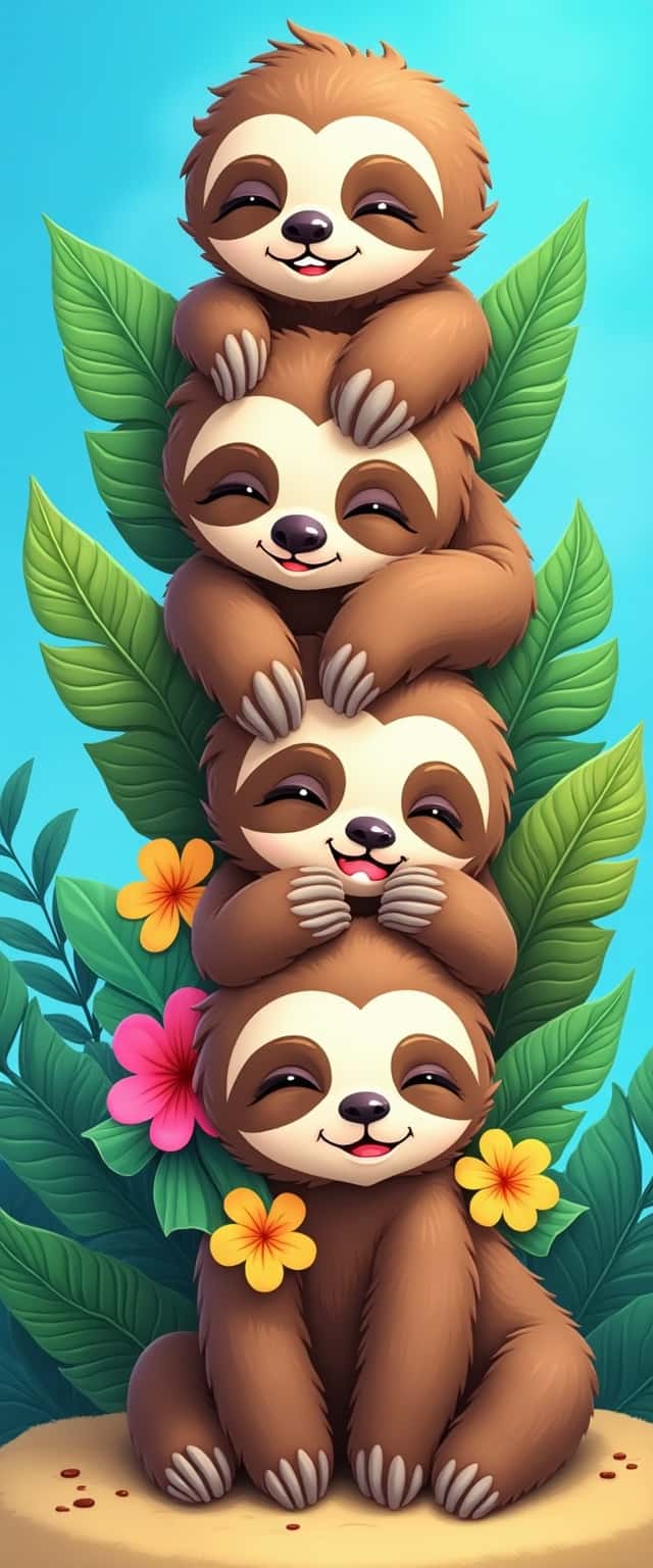 Charming Sloth Pyramid Design Phone Case