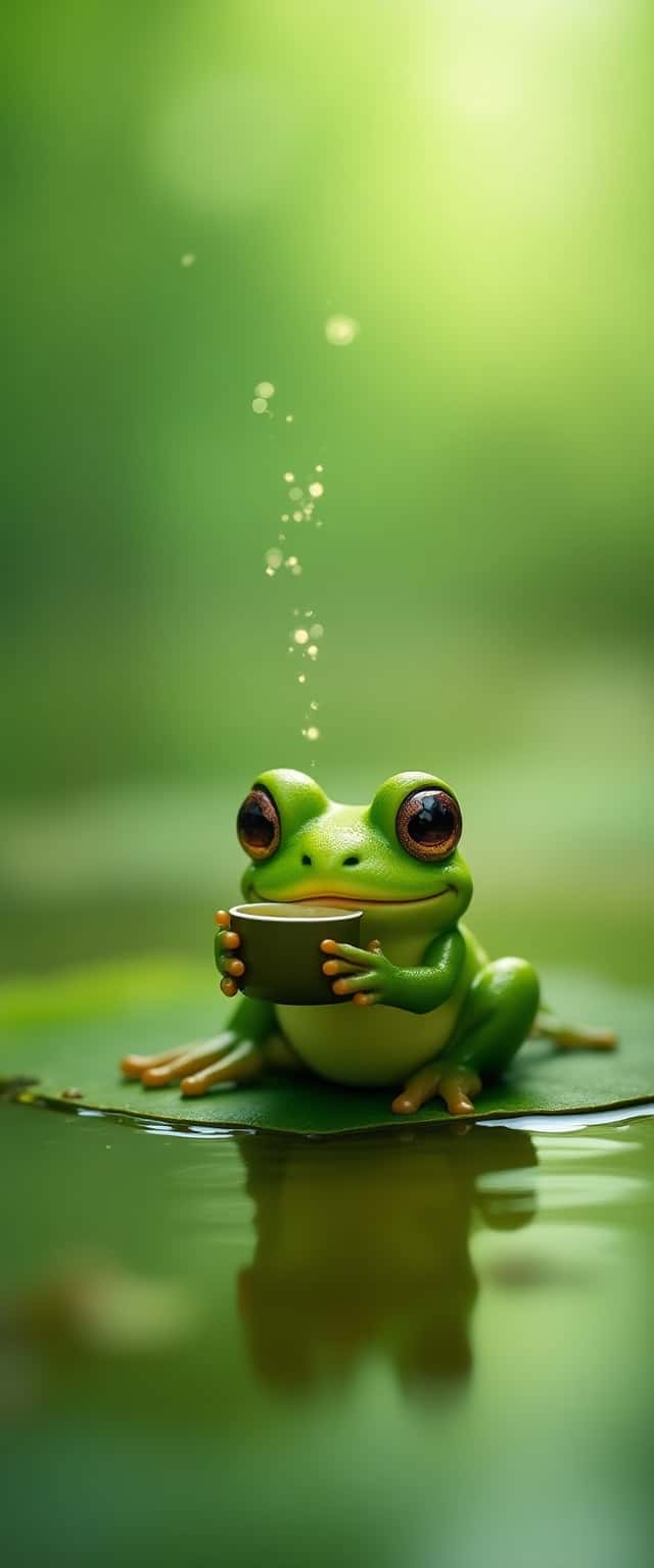 Cute Frog Enjoying Matcha Phone Case
