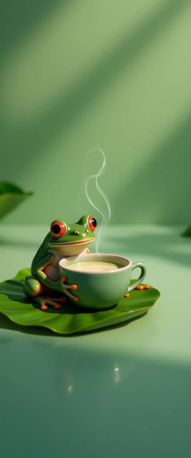 Frog on Lily Pad with Matcha Phone Case