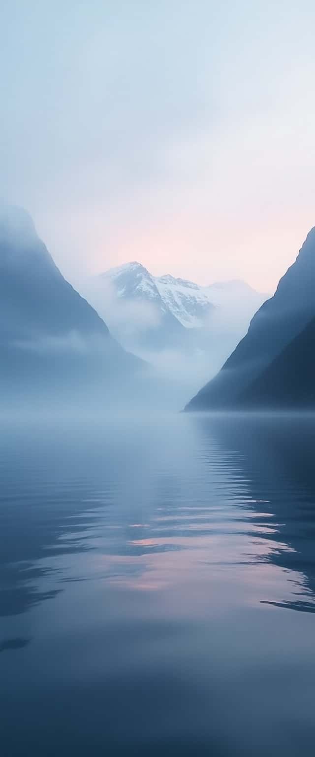 misty Svalbard fjord panorama Phone Case