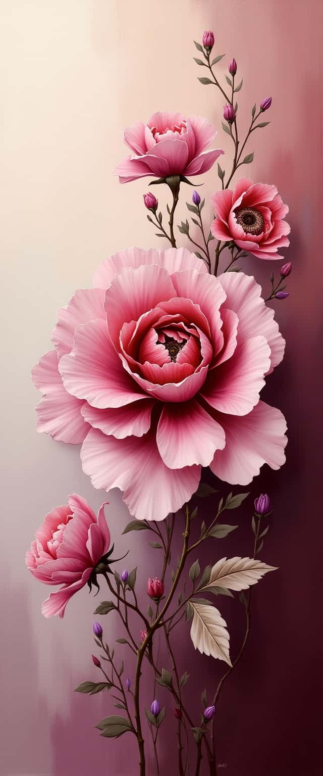 Dusty Rose Blossom with Chrome Edges Phone Case
