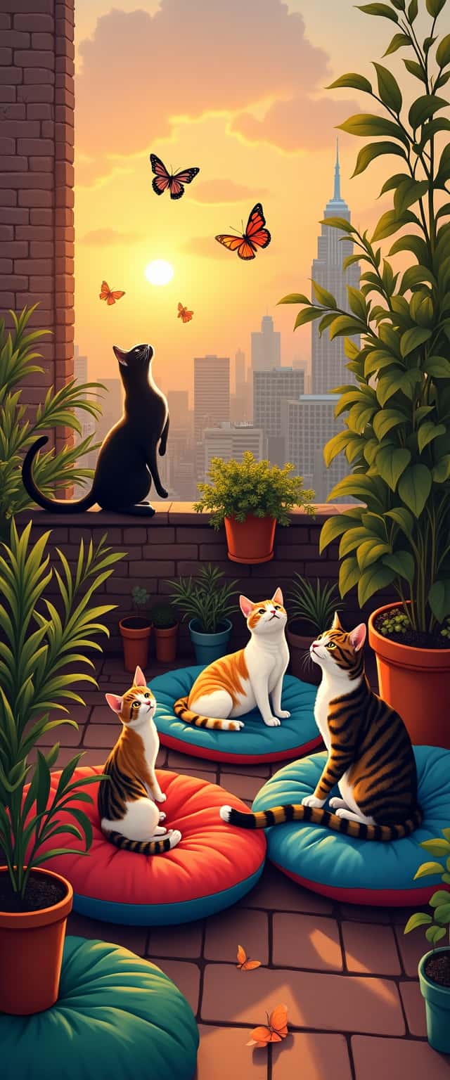 Urban Rooftop Cat Lounge Phone Case