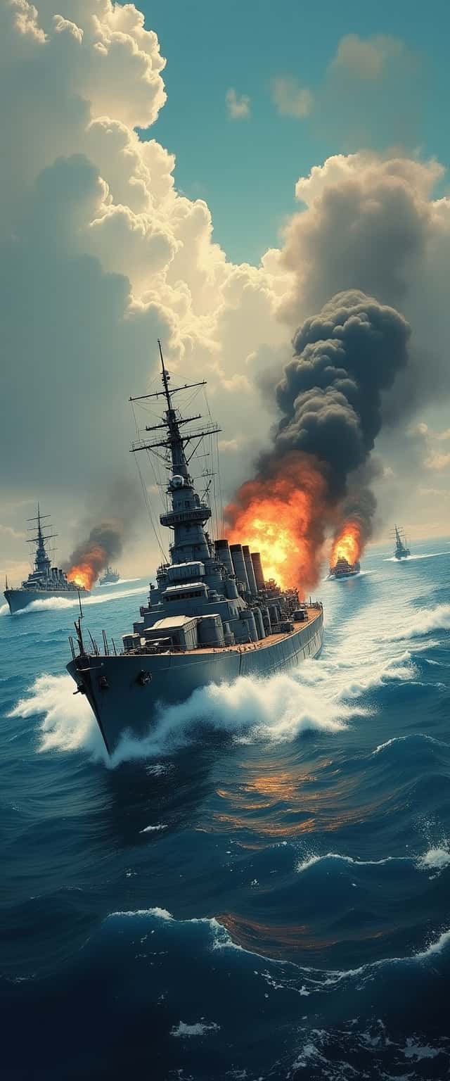 1943 Naval Battle Scene Design Phone Case