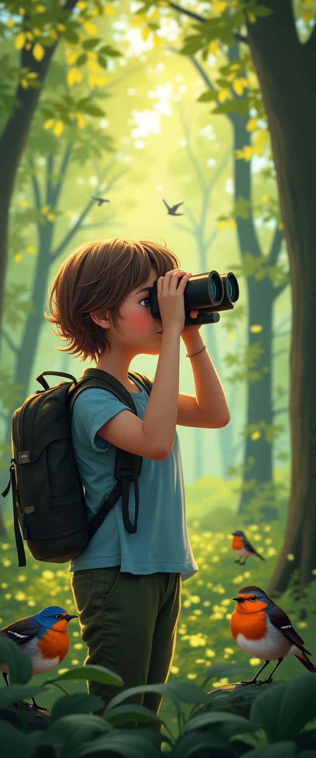 Teen Girl Birdwatching in Forest Phone Case Teen Girl Birdwatching in Forest Phone Case