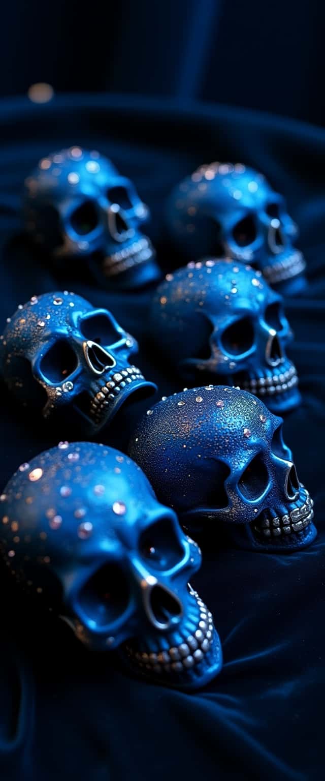 Blue Sparkly Skull Arrangement Phone Case Blue Sparkly Skull Arrangement Phone Case