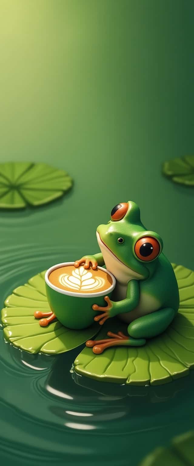Charming Frog with Matcha Latte Phone Case Charming Frog with Matcha Latte Phone Case