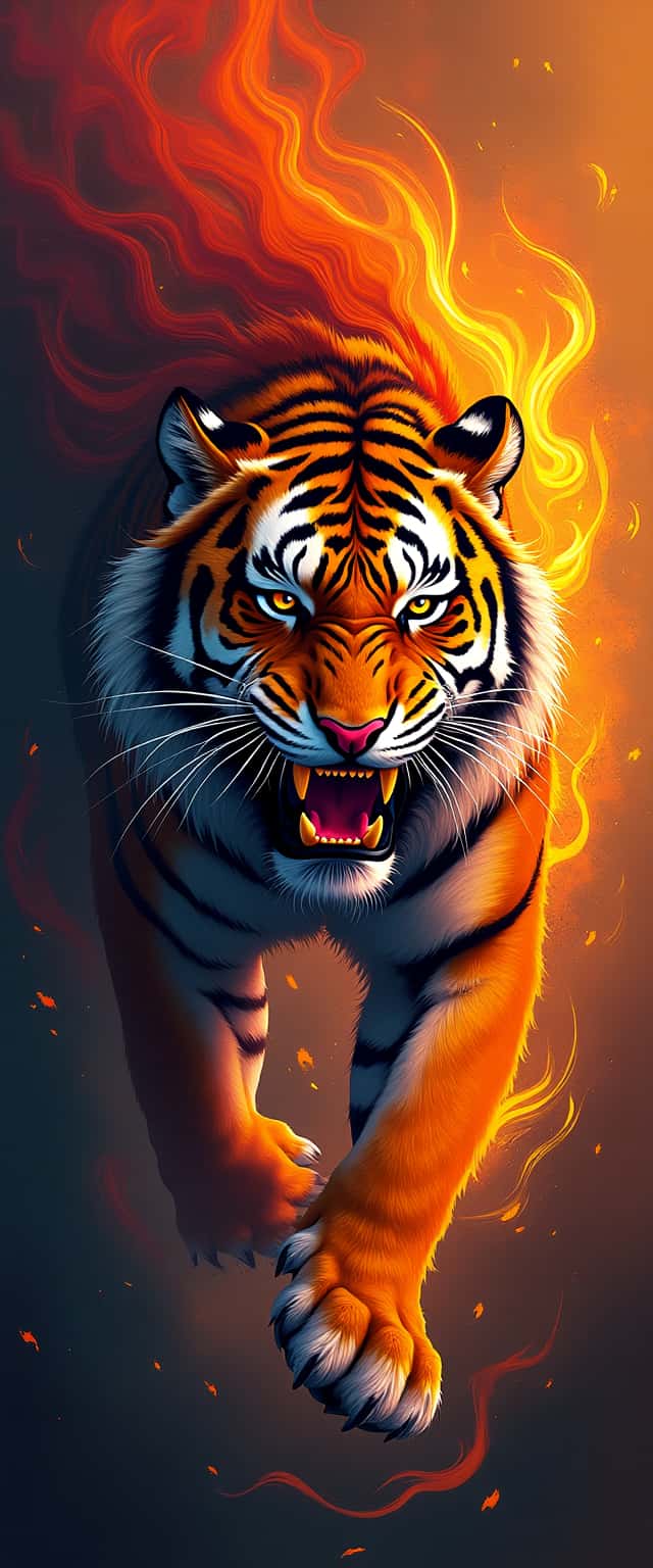 Roaring Tiger in Flames Phone Case