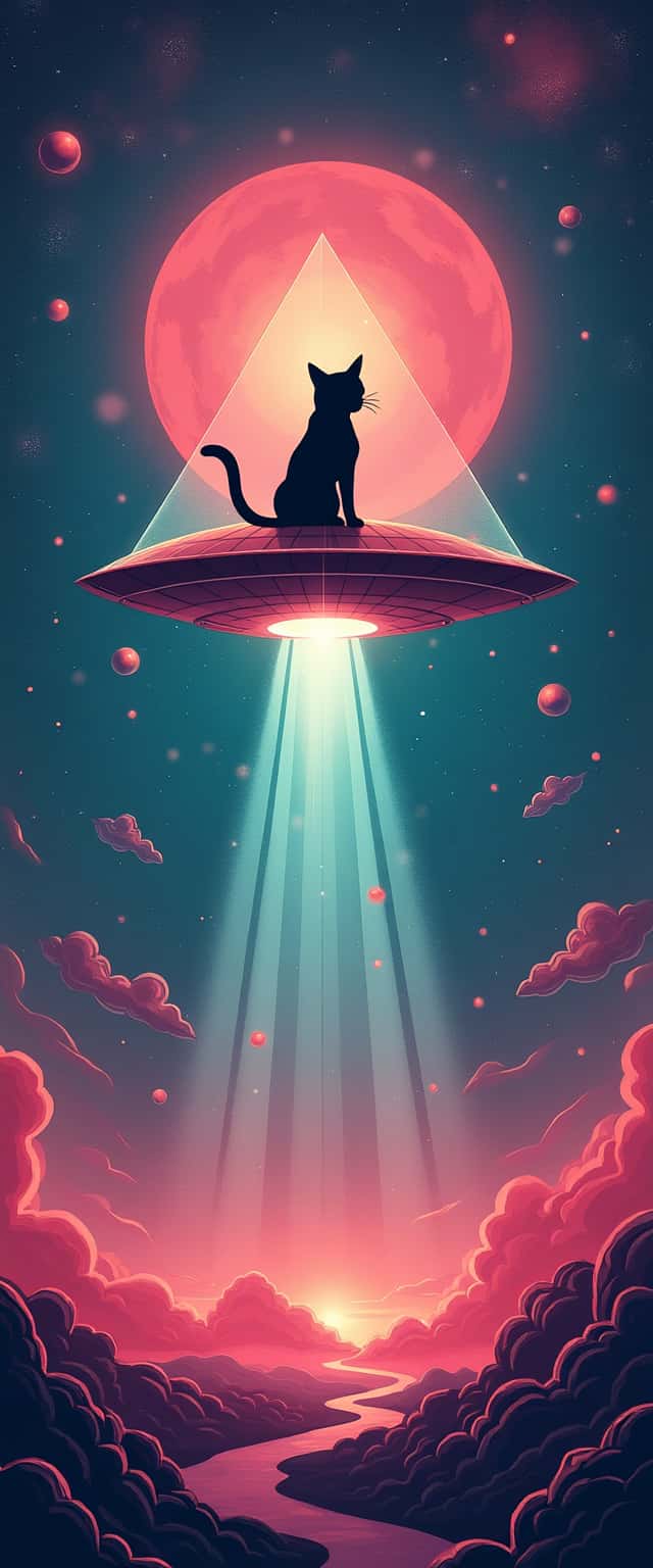 Feline Silhouette in UFO Phone Case Feline Silhouette in UFO Phone Case