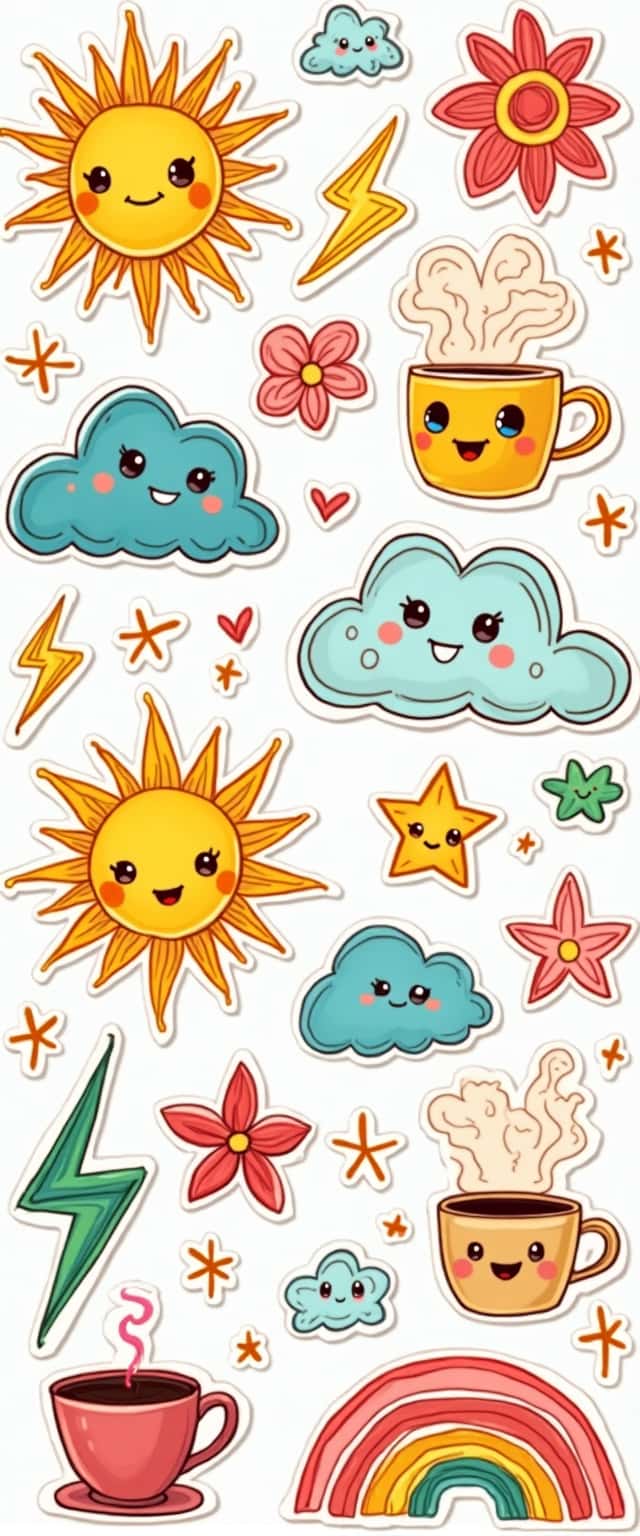 Cheerful Doodle Sticker Collage Phone Case