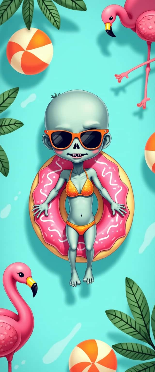 Playful Zombie Pool Scene Phone Case