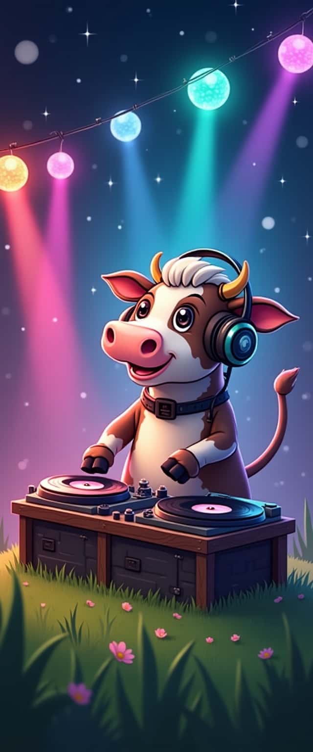 Cartoon Cow DJ with Headphones Phone Case Cartoon Cow DJ with Headphones Phone Case