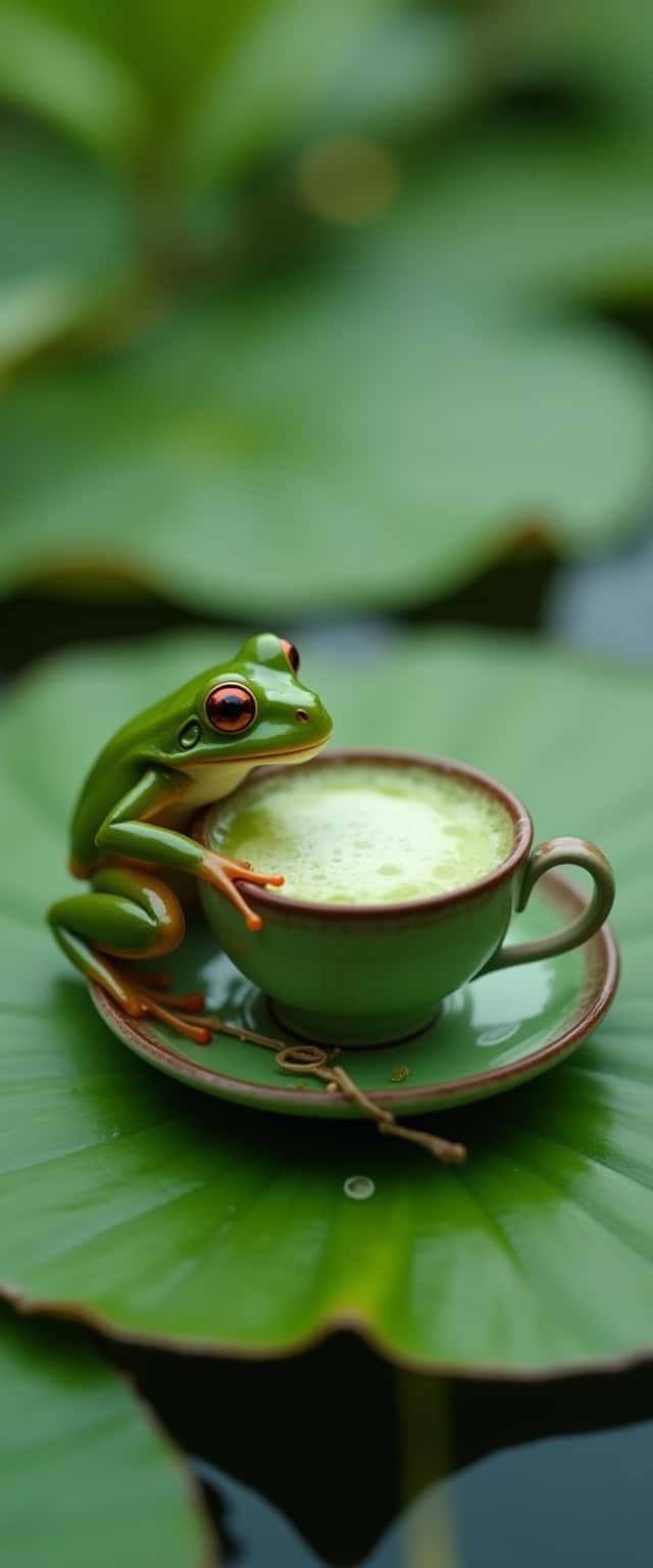 Elegant Frog with Matcha Cup Phone Case