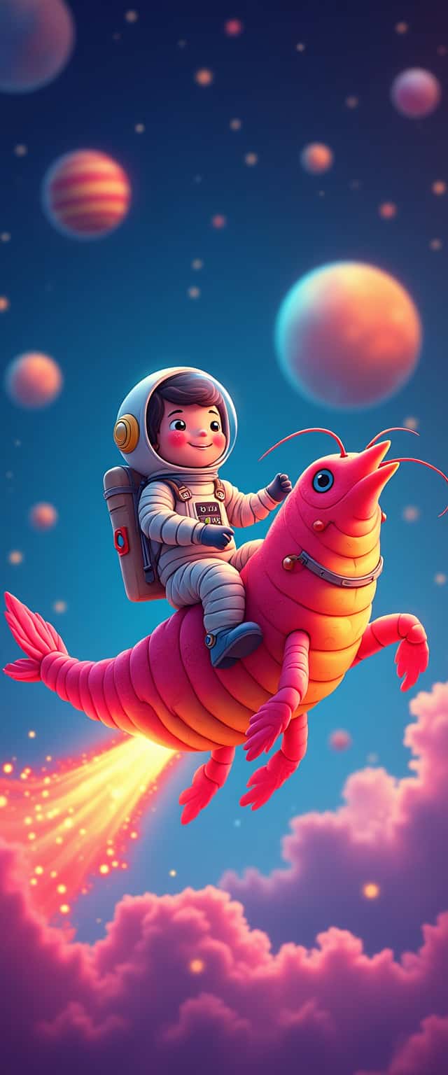 Cosmic Adventure Astronaut Shrimp Phone Case
