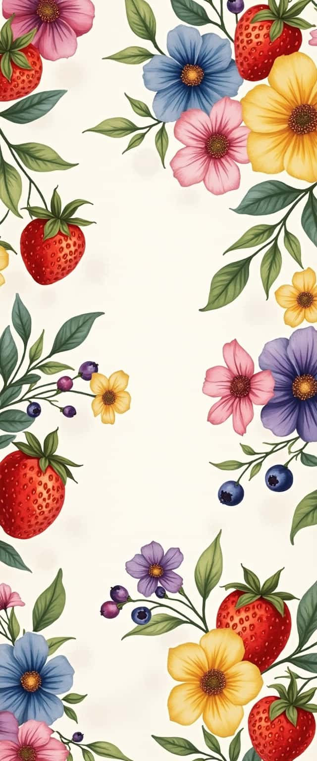 Berry and Flower Pattern Design Phone Case