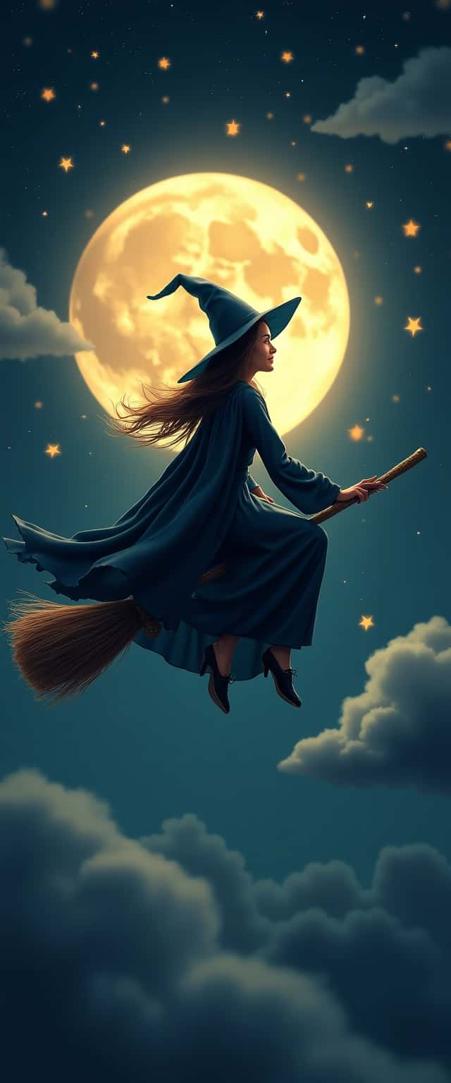 Elegant Witch Riding Broomstick Phone Case Elegant Witch Riding Broomstick Phone Case