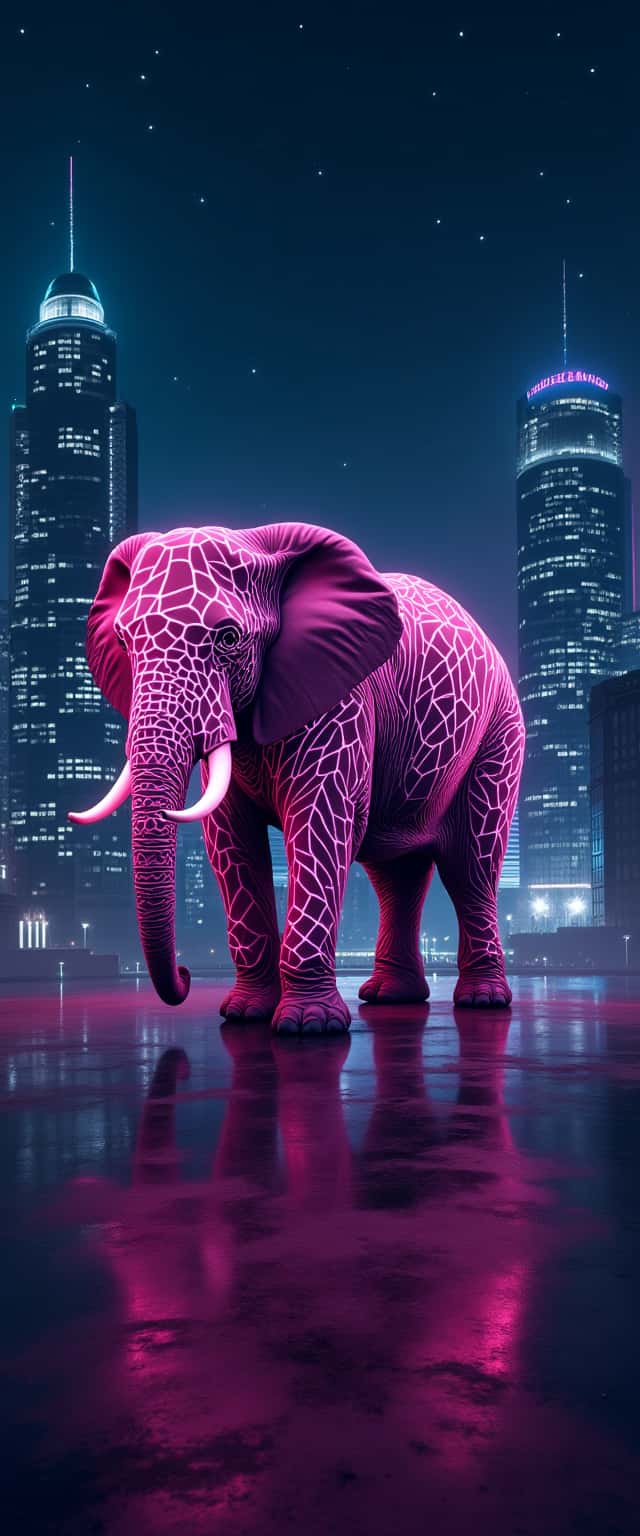 Neon Elephant Urban Landscape Phone Case Neon Elephant Urban Landscape Phone Case