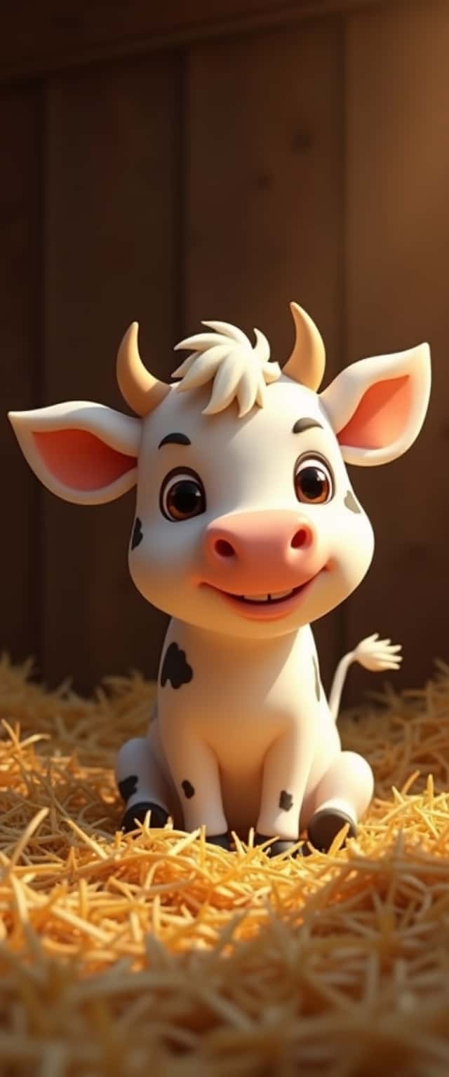 Cartoon Mini Cow in Barn Phone Case Cartoon Mini Cow in Barn Phone Case