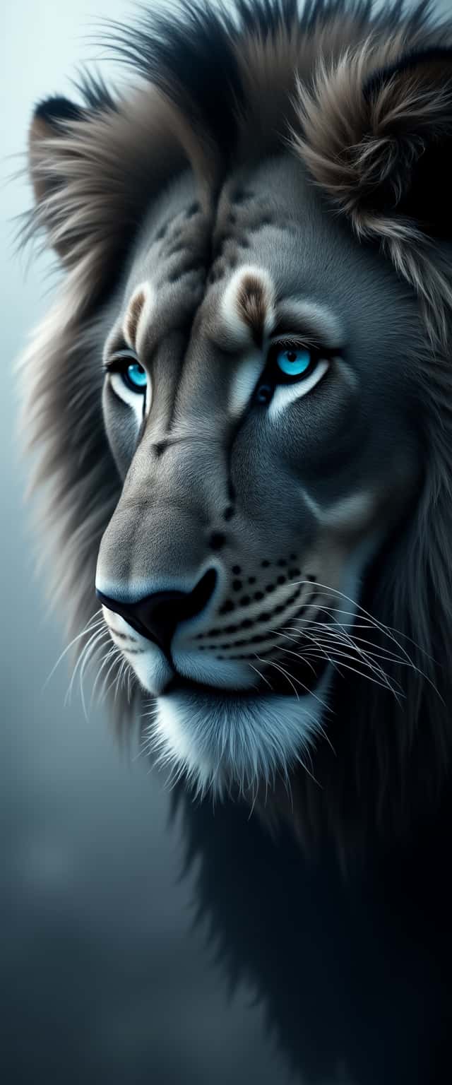 Lion Portrait with Blue Eyes Phone Case