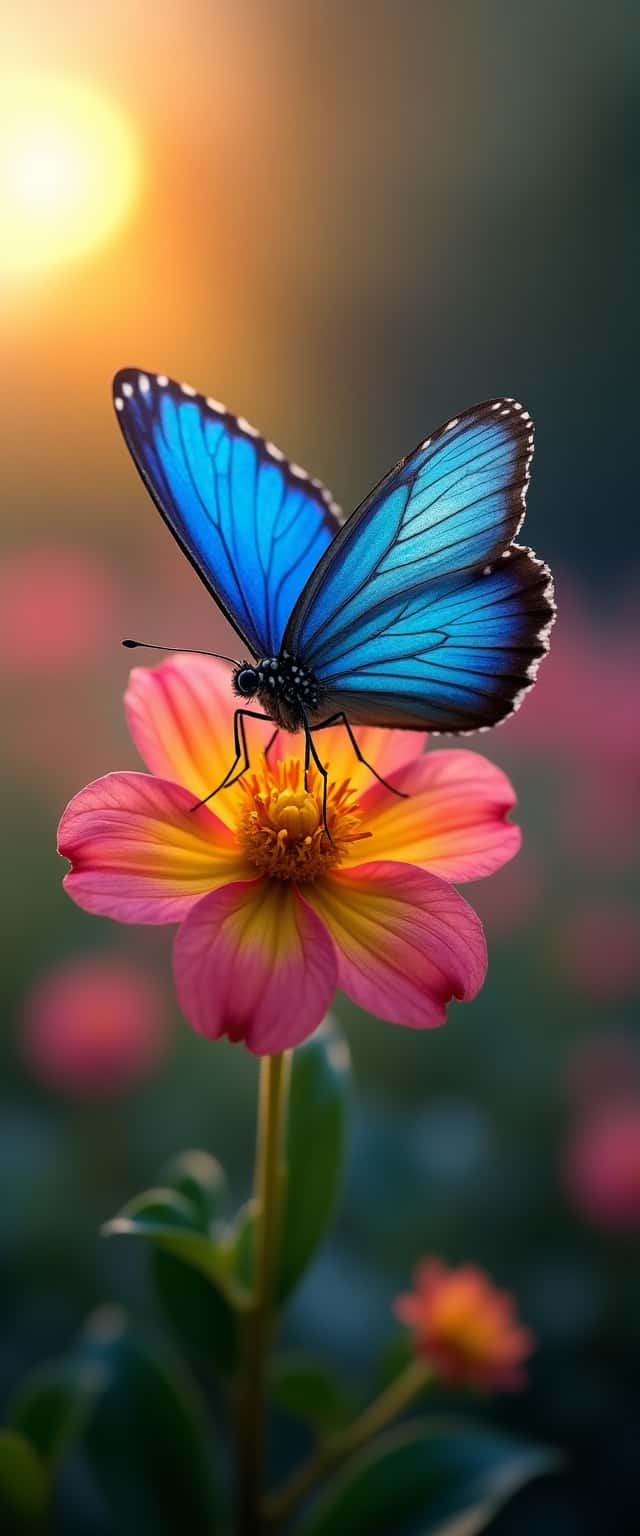 Blue Butterfly on Flower Phone Case Blue Butterfly on Flower Phone Case