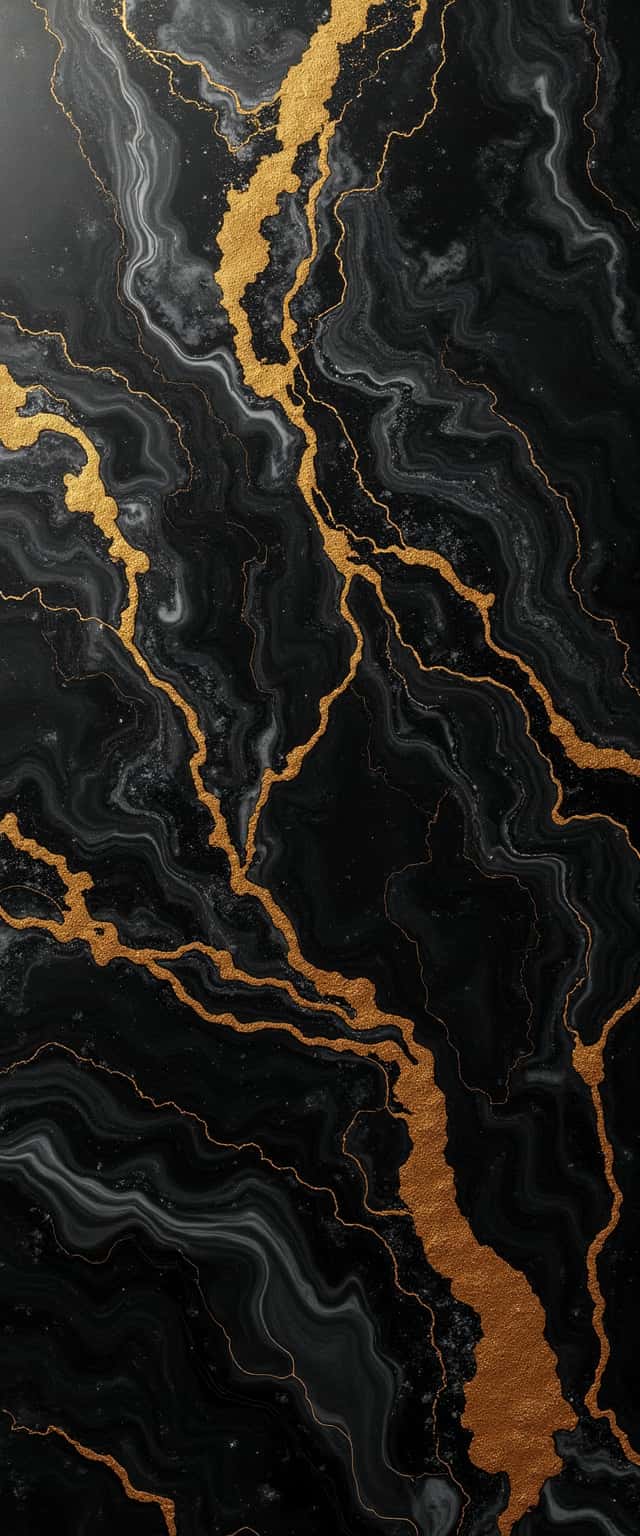 Black Marble with Gold Veins Phone Case
