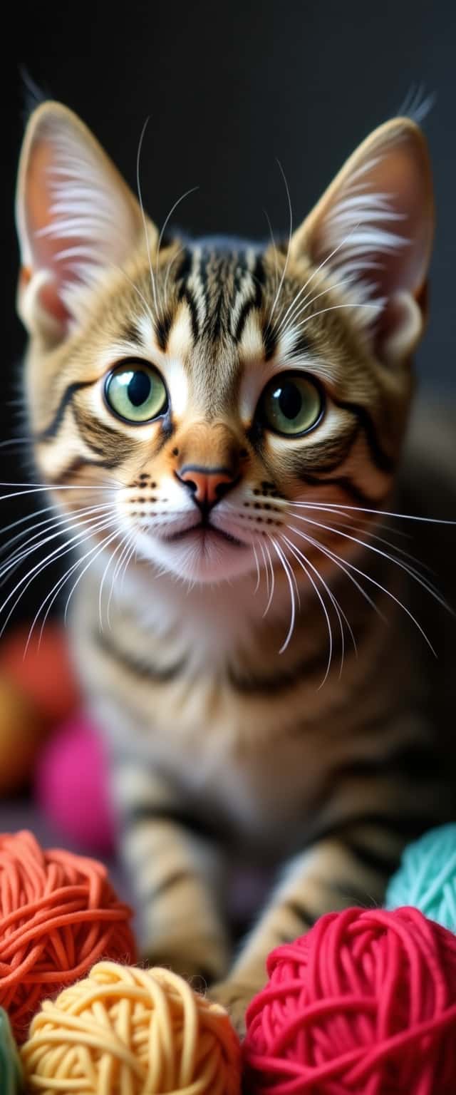 Tabby Cat Portrait with Yarn Phone Case