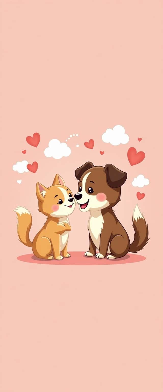 Playful Cat and Dog Scene Phone Case Playful Cat and Dog Scene Phone Case