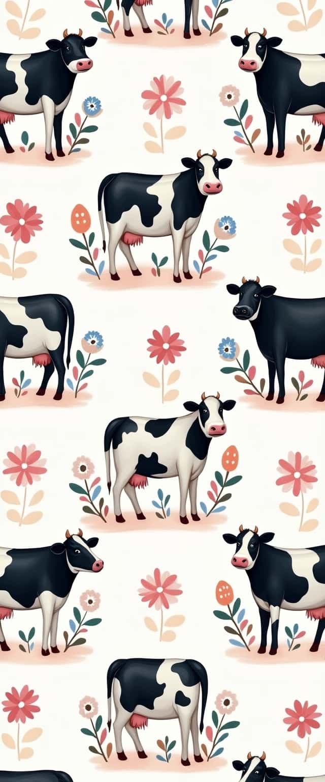 Whimsical Cows and Flowers Pattern Phone Case Whimsical Cows and Flowers Pattern Phone Case