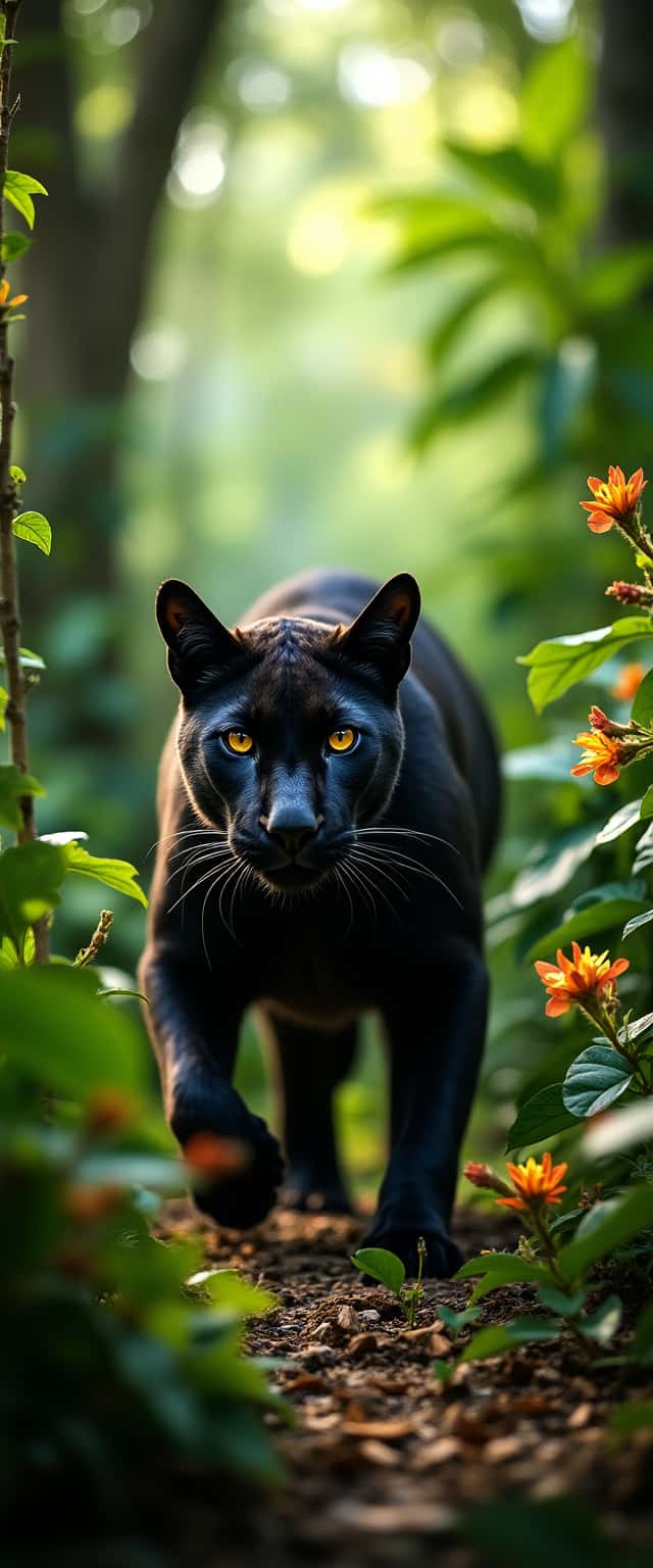 Black Puma in Lush Rainforest Phone Case Black Puma in Lush Rainforest Phone Case