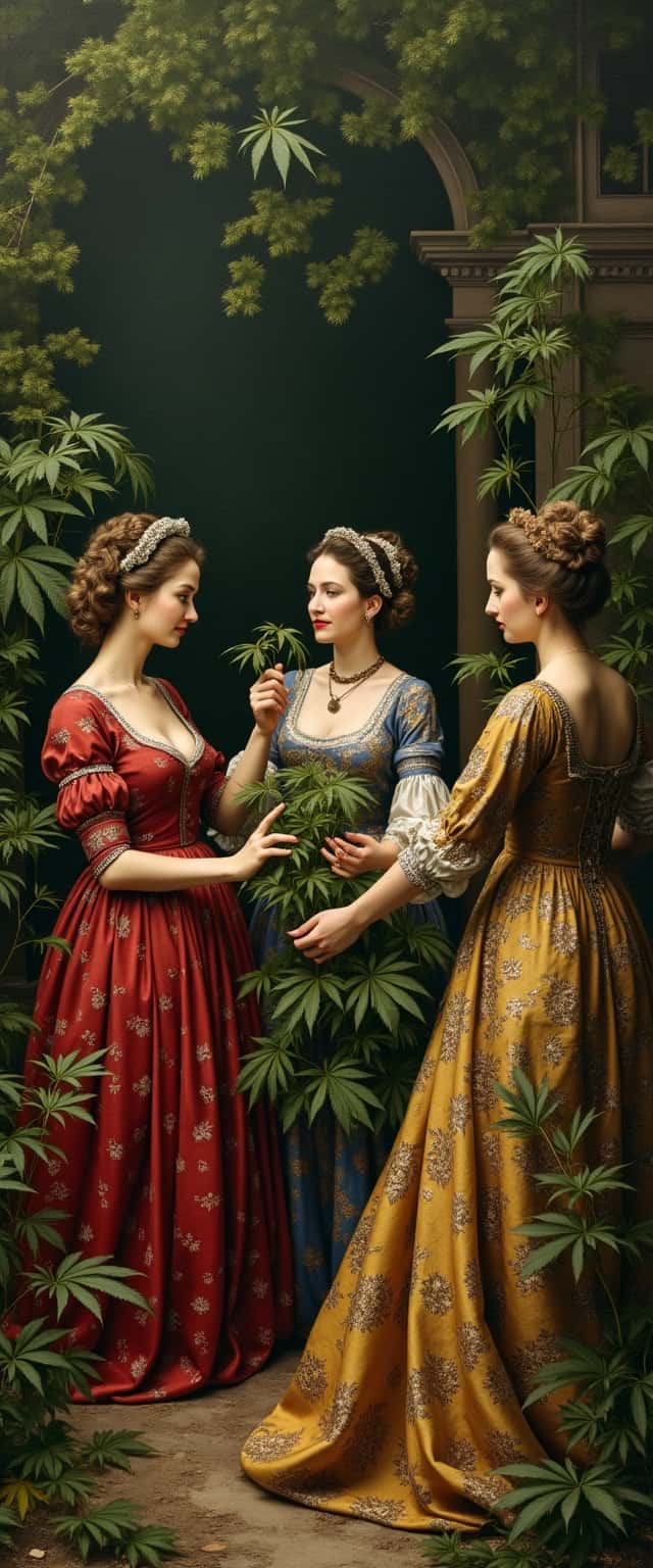 Renaissance Garden Tableau with Cannabis Phone Case Renaissance Garden Tableau with Cannabis Phone Case