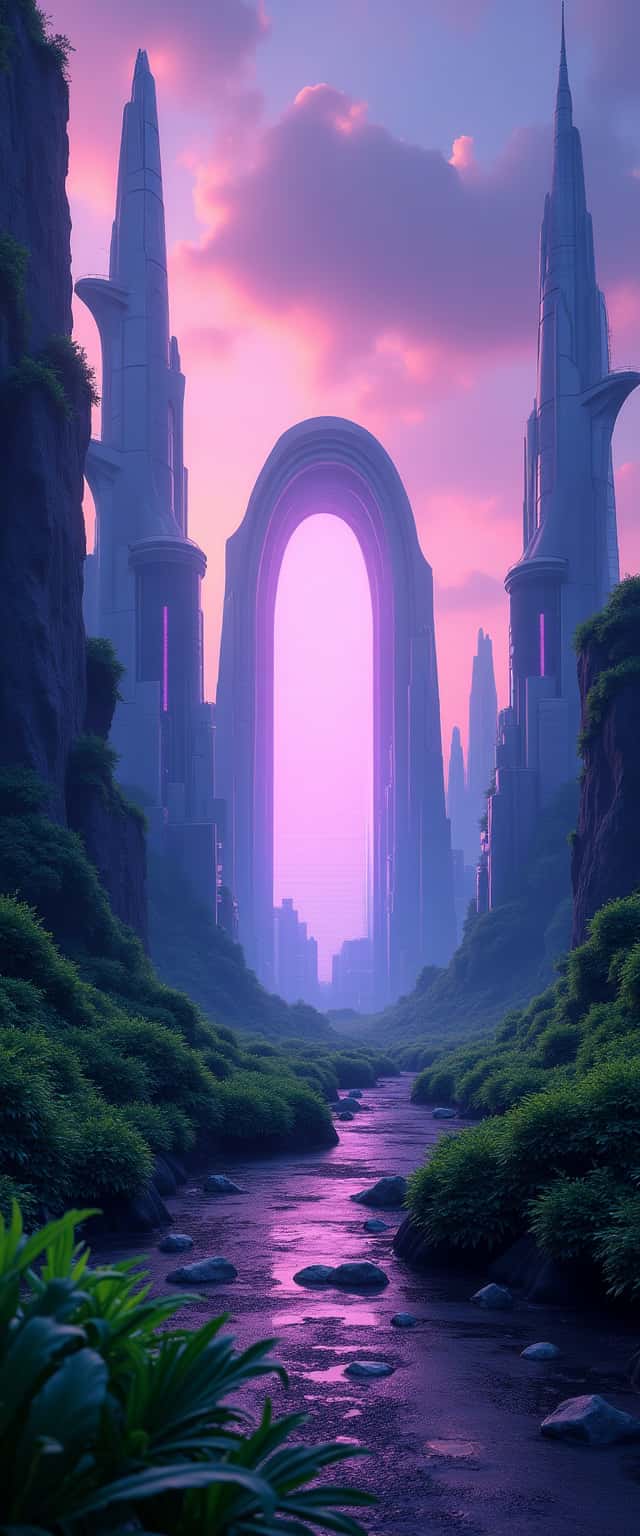 Futuristic Landscape with Portal Phone Case Futuristic Landscape with Portal Phone Case