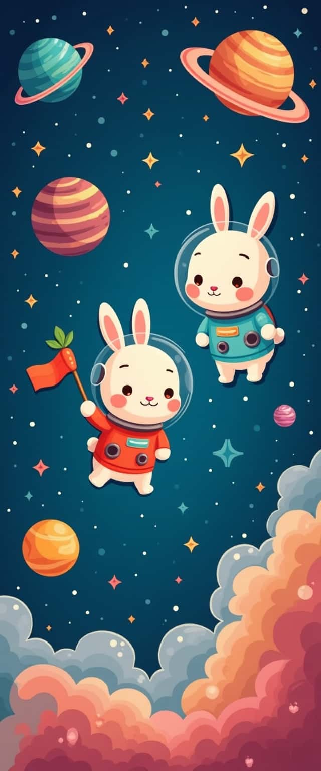 Astronaut Rabbits in Space Phone Case Astronaut Rabbits in Space Phone Case