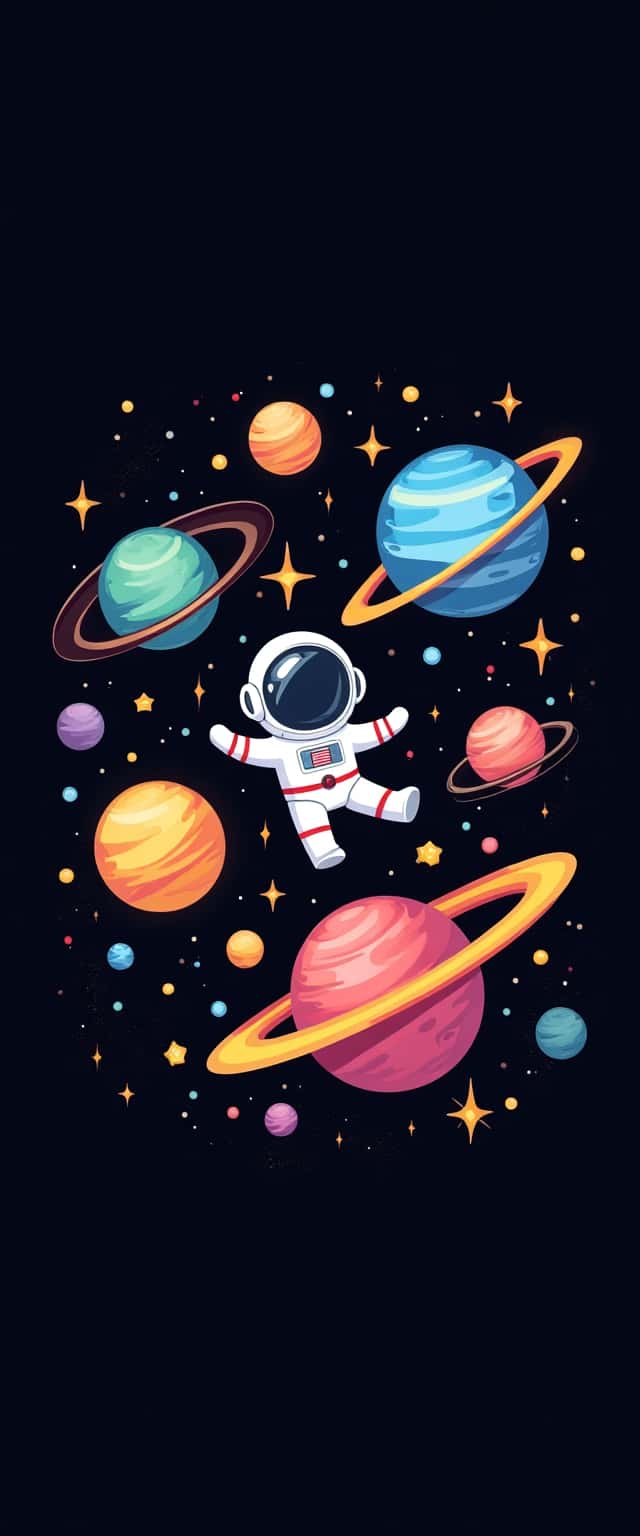 Cartoon Space Scene with Astronaut Phone Case Cartoon Space Scene with Astronaut Phone Case