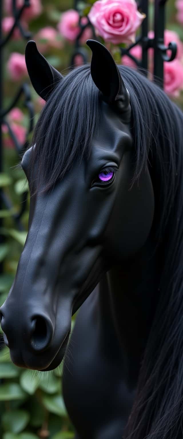 Black Unicorn in Gothic Garden Phone Case