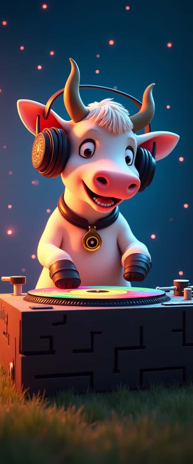 Animated Cow DJ with Headphones Phone Case