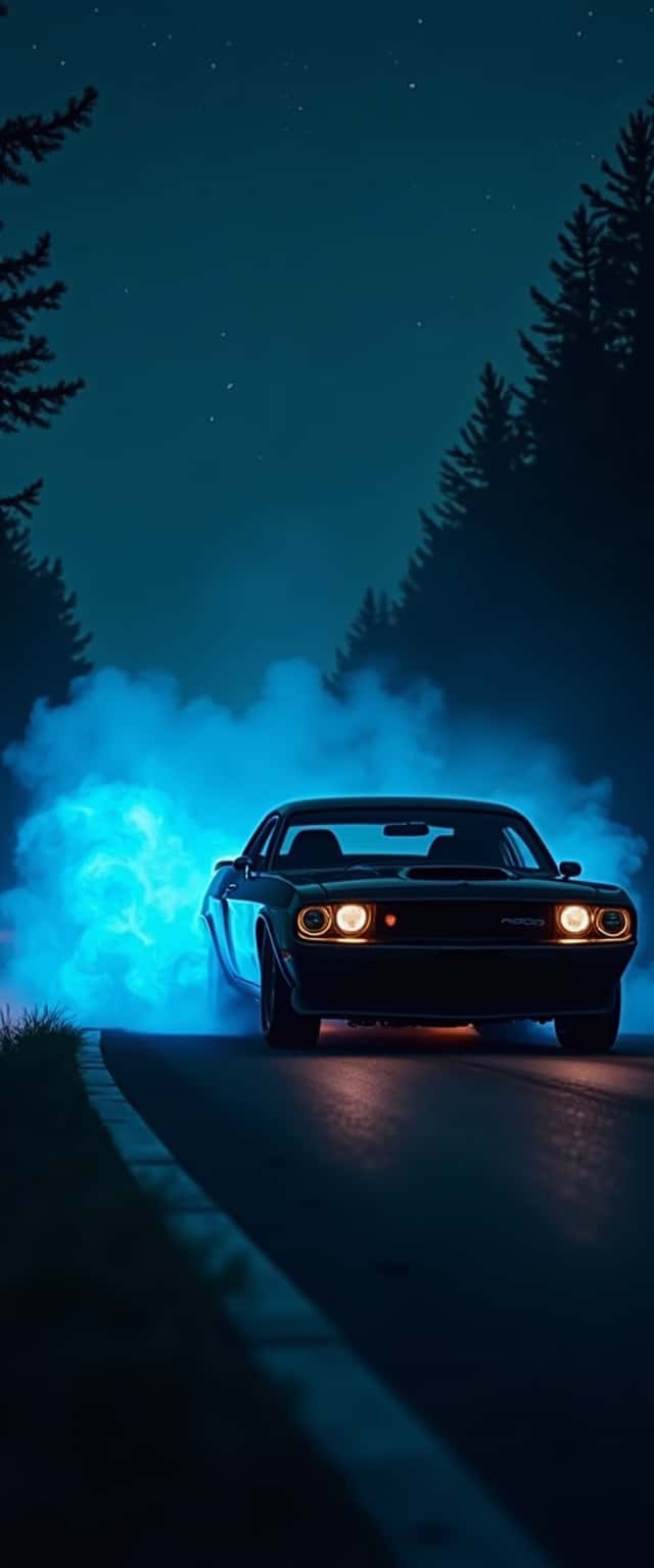 Menacing Black Muscle Car Scene Phone Case