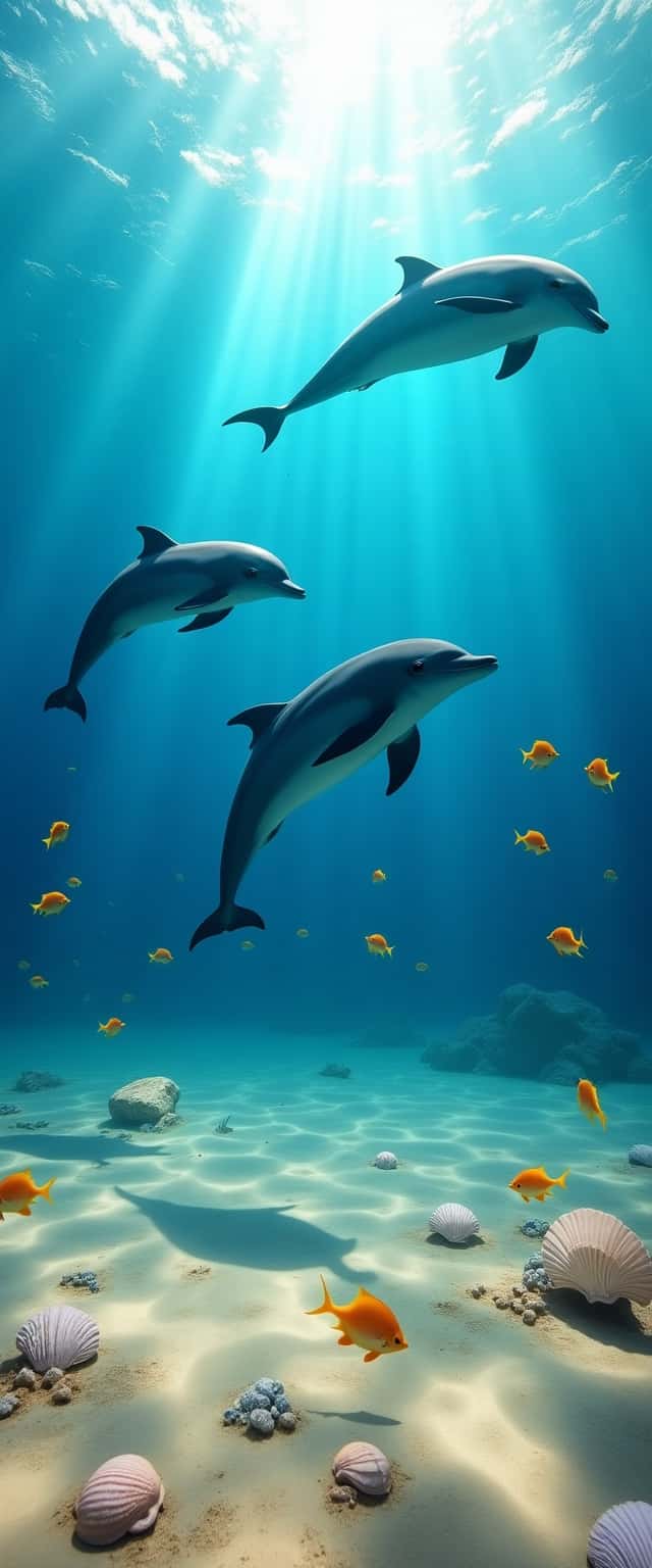 Vibrant Underwater Dolphin Scene Phone Case