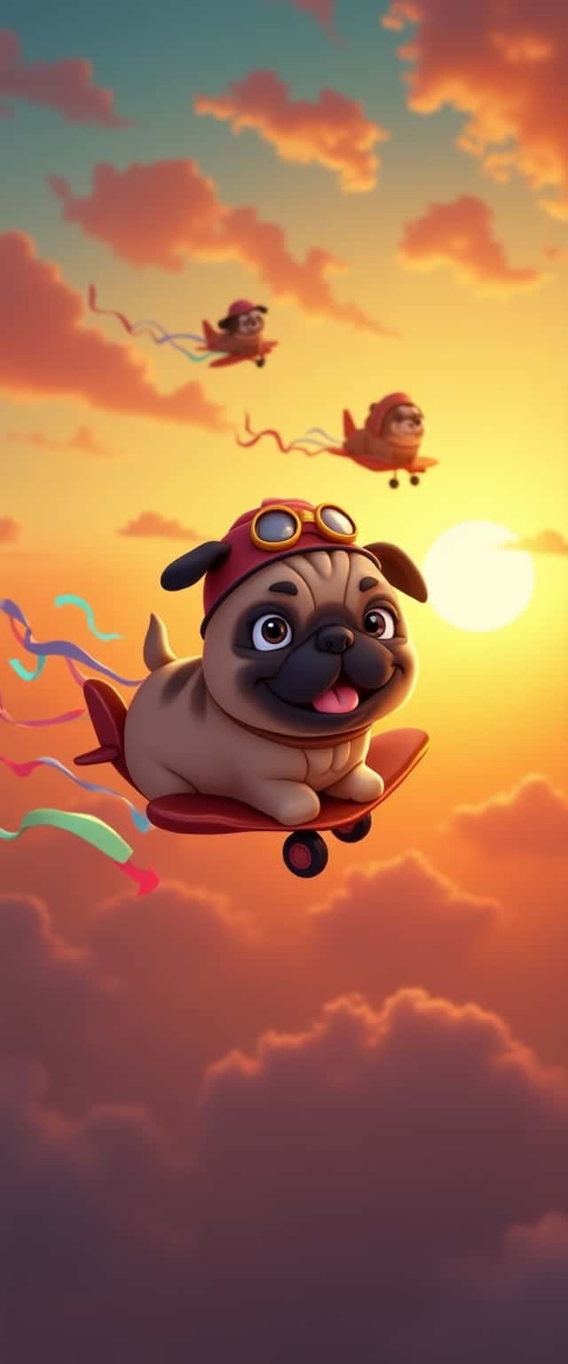 Cartoon Pug in Aviator Style Phone Case