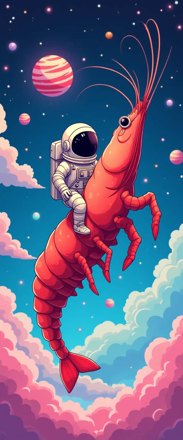 Astronaut Riding a Colorful Shrimp Phone Case Astronaut Riding a Colorful Shrimp Phone Case