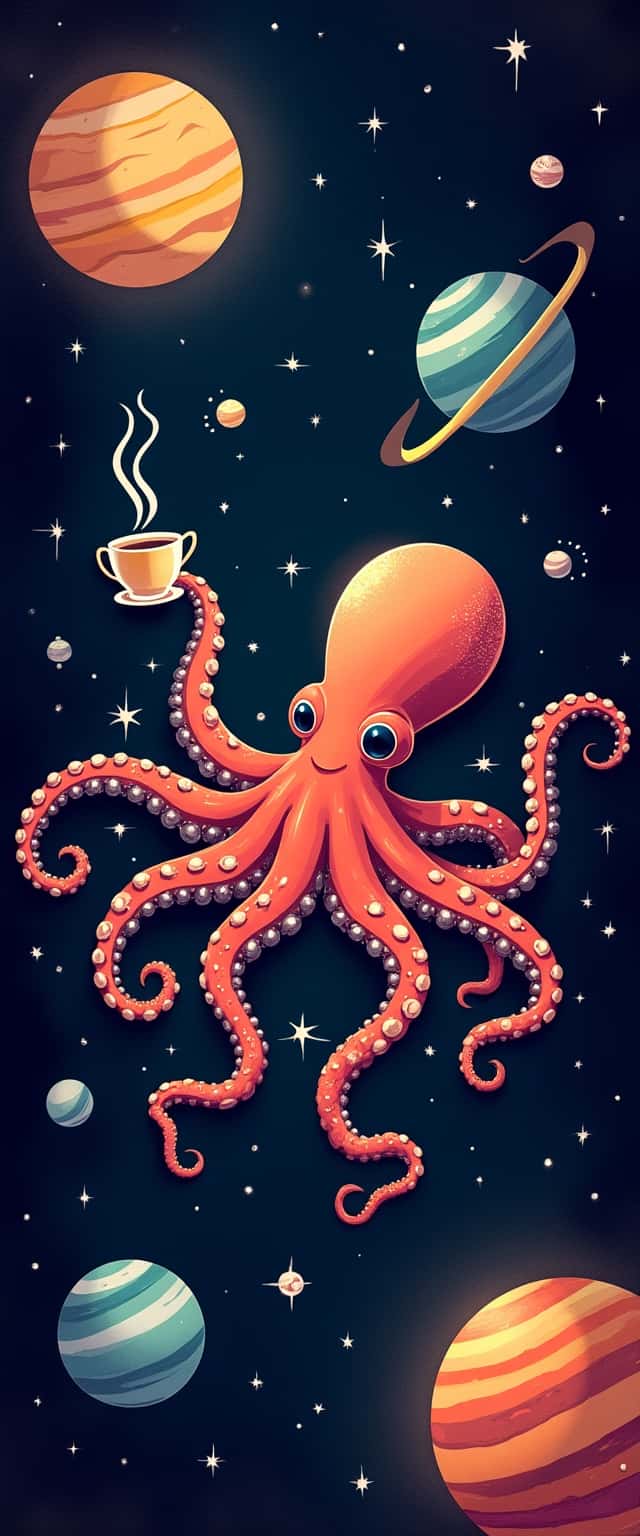 Quirky Octopus in Space Phone Case
