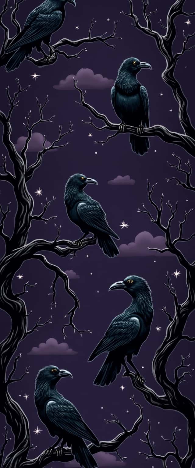 Raven Pattern on Gnarled Branches Phone Case