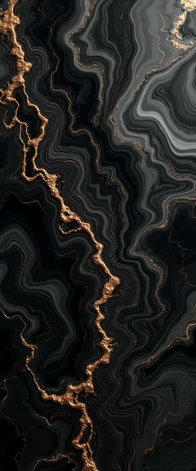Black and Gold Swirling Marble Pattern Phone Case